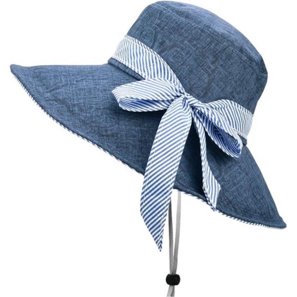 Sun Hats For Women Roll-Up Wide Brim Summer Beach Cotton Blue